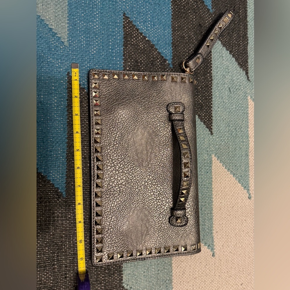 Studded Gun Metal Wristlet Clutch